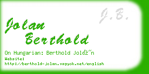 jolan berthold business card